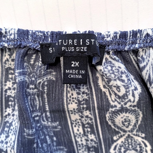 NWT Signature Studio Plus boho top with ties Sz.2X - Picture 4 of 8